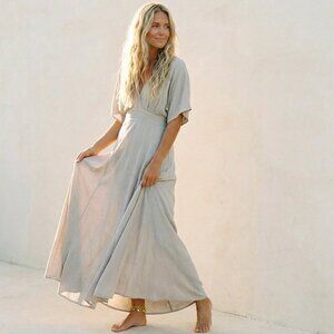 Clad and cloth grey wrap maxi dress Addison dress small neutral maxi long